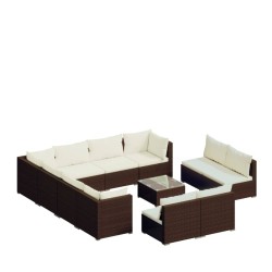 vidaXL Set de muebles de jardín 12 pzas cojines ratán sintético marrón
