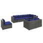 vidaXL Set de muebles de jardín 8 pzas y cojines ratán sintético gris vidaXL Set de muebles de jardín 8 pzas y cojines ratán sintético gris