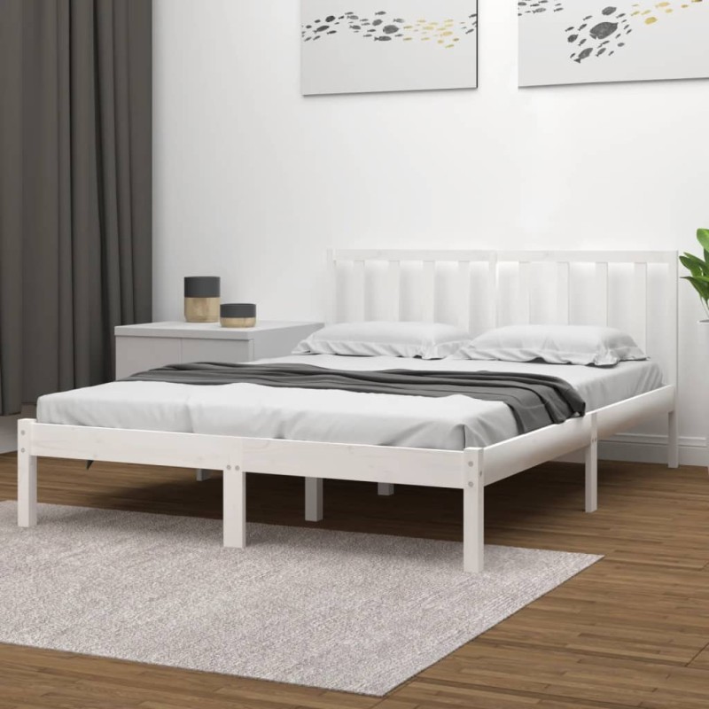 vidaXL Estructura de cama madera de pino doble blanca 135x190 cm vidaXL Estructura de cama madera de pino doble blanca 135x190 cm