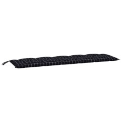 vidaXL Cojín de banco jardín tela Oxford a cuadros negro 180x50x7 cm