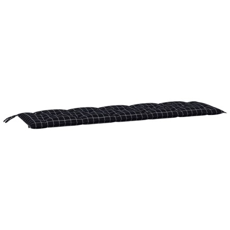 vidaXL Cojín de banco jardín tela Oxford a cuadros negro 180x50x7 cm