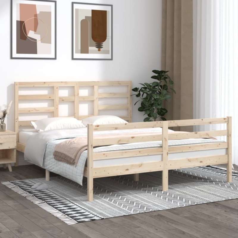 vidaXL Estructura de cama de madera maciza 160x200 cm vidaXL Estructura de cama de madera maciza 160x200 cm