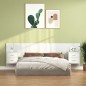 vidaXL Cabecero de cama con mesitas madera contrachapada blanco vidaXL Cabecero de cama con mesitas madera contrachapada blanco