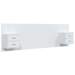 vidaXL Cabecero de cama con mesitas madera contrachapada blanco