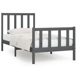 vidaXL Estructura de cama de madera maciza gris 100x200 cm