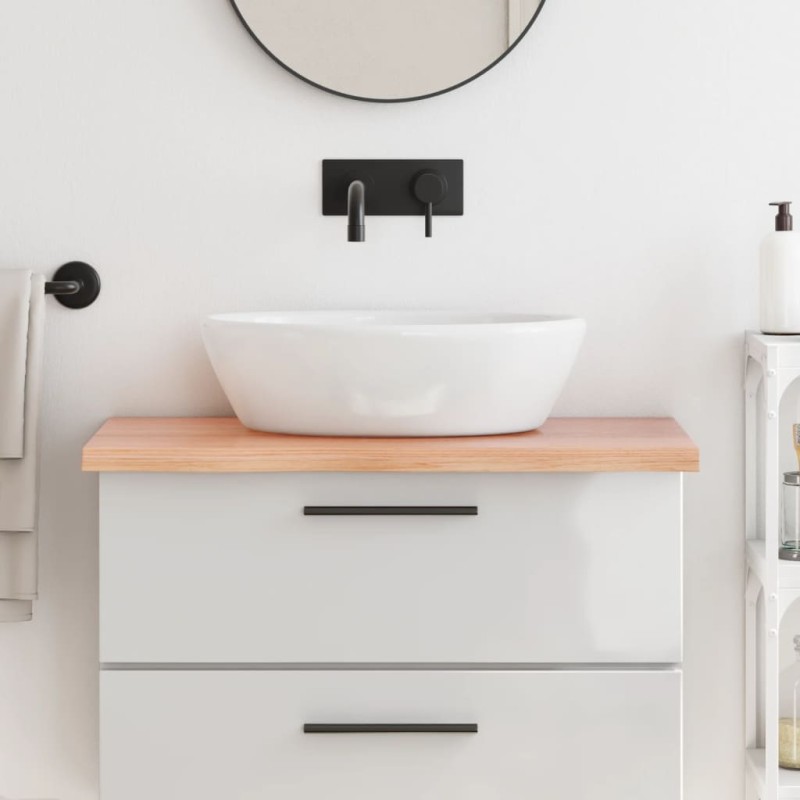 vidaXL Encimera baño madera maciza tratada marrón claro 80x50x(2-4) cm vidaXL Encimera baño madera maciza tratada marrón claro 80x50x(2-4) cm