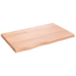 vidaXL Encimera baño madera maciza tratada marrón claro 80x50x(2-4) cm