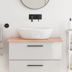vidaXL Encimera de baño madera maciza tratada marrón claro 80x60x2 cm