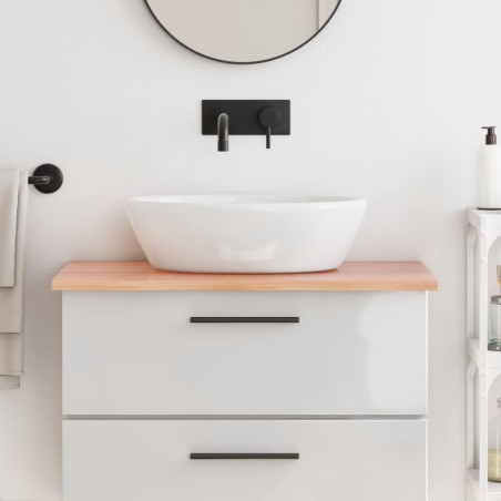 vidaXL Encimera de baño madera maciza tratada marrón claro 80x60x2 cm