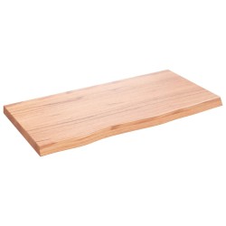 vidaXL Encimera baño madera maciza tratada marrón claro 80x40x(2-4) cm