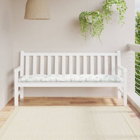 vidaXL Cojín banco de jardín tela Oxford estampado hojas 180x50x7 cm