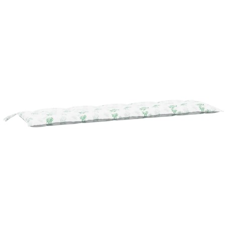 vidaXL Cojín banco de jardín tela Oxford estampado hojas 180x50x7 cm