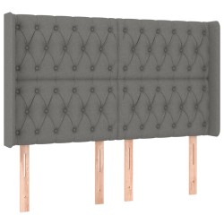 vidaXL Cabecero con orejas de tela gris oscuro 163x16x118/128 cm