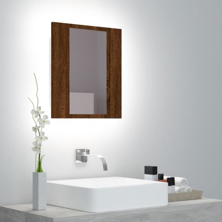 vidaXL Armario de baño con espejo LED madera marrón roble 40x12x45 cm