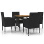 vidaXL Juego de comedor de jardín 5 piezas ratán sintético negro vidaXL Juego de comedor de jardín 5 piezas ratán sintético negro