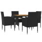 vidaXL Juego de comedor de jardín 5 piezas ratán sintético negro vidaXL Juego de comedor de jardín 5 piezas ratán sintético negro