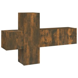 vidaXL Set de muebles de TV 3 pzas madera contrachapada roble ahumado