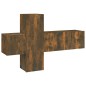 vidaXL Set de muebles de TV 3 pzas madera contrachapada roble ahumado vidaXL Set de muebles de TV 3 pzas madera contrachapada roble ahumado