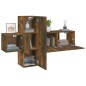vidaXL Set de muebles de TV 3 pzas madera contrachapada roble ahumado vidaXL Set de muebles de TV 3 pzas madera contrachapada roble ahumado