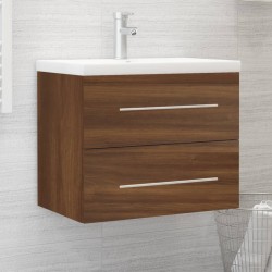 vidaXL Mueble de baño con lavabo madera contrachapada marrón roble