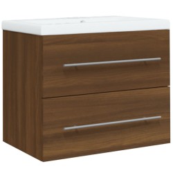 vidaXL Mueble de baño con lavabo madera contrachapada marrón roble