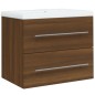 vidaXL Mueble de baño con lavabo madera contrachapada marrón roble vidaXL Mueble de baño con lavabo madera contrachapada marrón roble