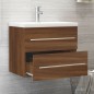 vidaXL Mueble de baño con lavabo madera contrachapada marrón roble vidaXL Mueble de baño con lavabo madera contrachapada marrón roble