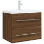 vidaXL Mueble de baño con lavabo madera contrachapada marrón roble vidaXL Mueble de baño con lavabo madera contrachapada marrón roble