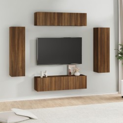 vidaXL Set de muebles para TV 6 pzas madera contrachapada roble marrón