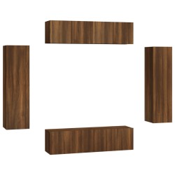 vidaXL Set de muebles para TV 6 pzas madera contrachapada roble marrón