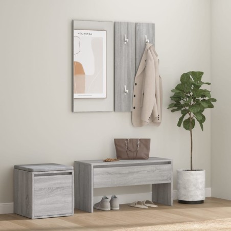 vidaXL Set de muebles de recibidor madera contrachapada gris Sonoma