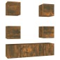 vidaXL Set de muebles de TV 6 pzas madera contrachapada roble ahumado vidaXL Set de muebles de TV 6 pzas madera contrachapada roble ahumado
