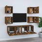 vidaXL Set de muebles de TV 6 pzas madera contrachapada roble ahumado vidaXL Set de muebles de TV 6 pzas madera contrachapada roble ahumado