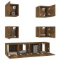 vidaXL Set de muebles de TV 6 pzas madera contrachapada roble ahumado vidaXL Set de muebles de TV 6 pzas madera contrachapada roble ahumado
