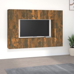vidaXL Set de muebles de TV 8 pzas madera contrachapada roble ahumado