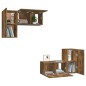 vidaXL Set de muebles de TV 4 pzas madera contrachapada roble ahumado vidaXL Set de muebles de TV 4 pzas madera contrachapada roble ahumado