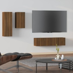 vidaXL Set de muebles para TV 4 pzas madera contrachapada marrón roble