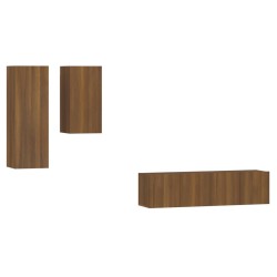 vidaXL Set de muebles para TV 4 pzas madera contrachapada marrón roble