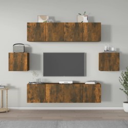 vidaXL Set de muebles de TV 6 pzas madera contrachapada roble ahumado