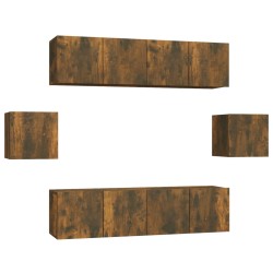 vidaXL Set de muebles de TV 6 pzas madera contrachapada roble ahumado