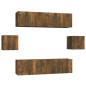 vidaXL Set de muebles de TV 6 pzas madera contrachapada roble ahumado