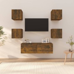 vidaXL Juego de muebles de pared para TV contrachapado roble ahumado