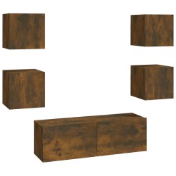 vidaXL Juego de muebles de pared para TV contrachapado roble ahumado