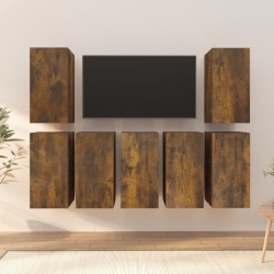vidaXL Muebles para TV 7 uds contrachapado roble ahumado 30,5x30x60 cm