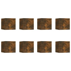 vidaXL Muebles para TV de pared 8 uds roble ahumado 30,5x30x30 cm