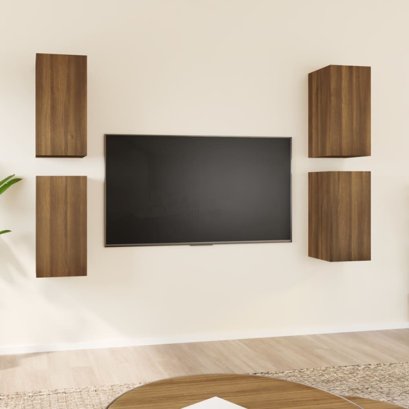 vidaXL Muebles TV 4 uds madera contrachapada marrón roble 30,5x30x60cm
