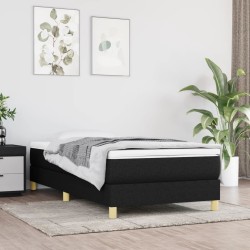 vidaXL Estructura de cama box spring tela negro 90x190 cm