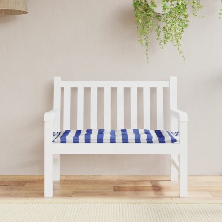 vidaXL Cojín de banco de jardín tela a rayas azul y blanco 110x50x7 cm