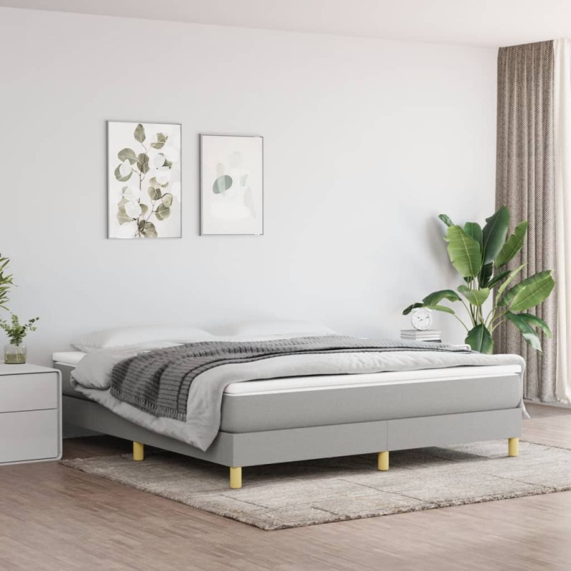 vidaXL Estructura de cama box spring tela gris claro 180x200 cm