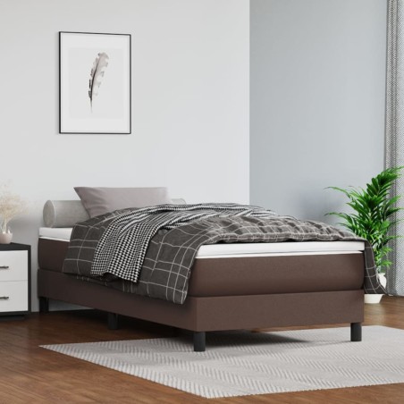 vidaXL Estructura de cama box spring cuero sintético marrón 100x200 cm